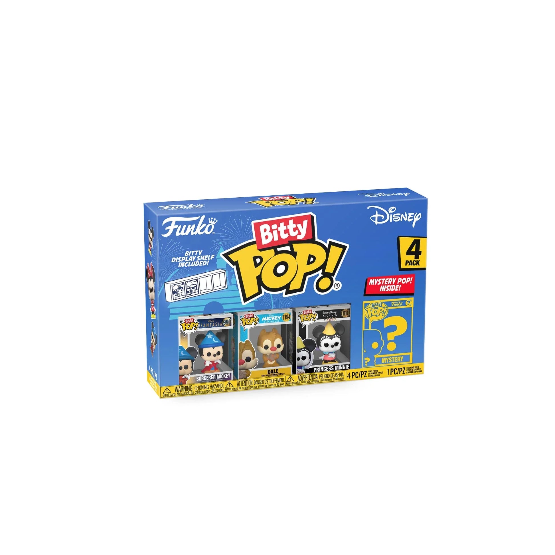 アウトレット品 フィギュア Funko Bitty POP! Disney ソーサラーミッキー 4パック コレクション ミニフィギュアセット 透明アクリルケース入り ポールデュカス交響詩 魔法使いの弟子 映画ファンタジア クラシック音楽融合 特殊デフォルメ