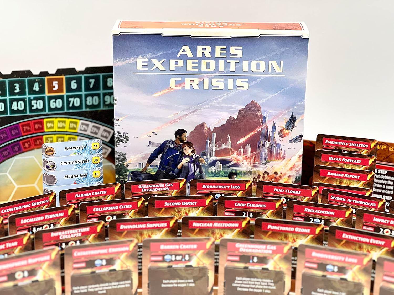 ボードゲーム アレス エクスペディション 拡張 クライシス テラフォーミングマーズ カードゲーム ブランド Jacob Fryxelius Nick Little Sydney Engelstein 協力型ゲーム 危機対応 企業特性 活用 新企業 両面火星ボード