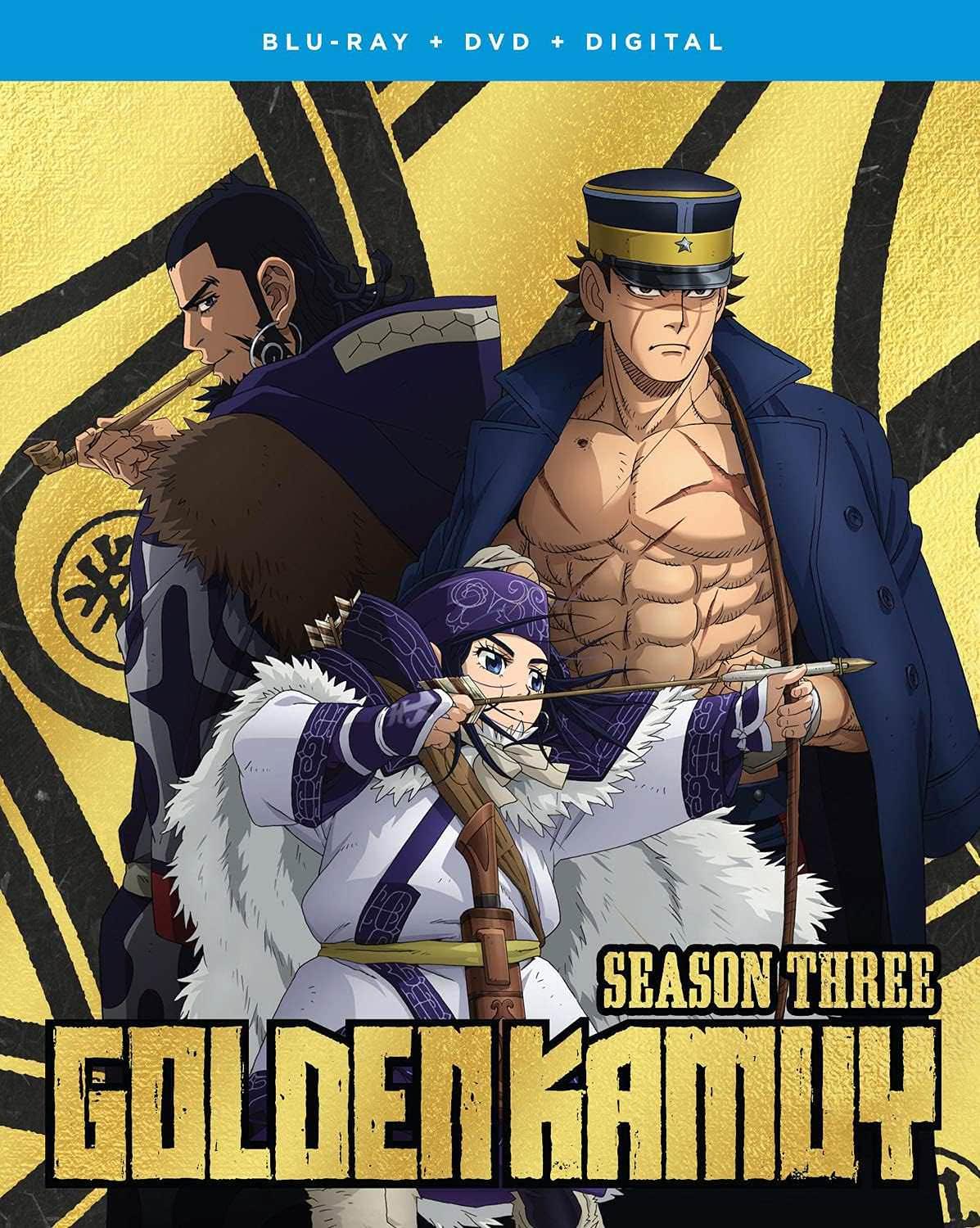 ブルーレイ DVDセット ゴールデンカムイ 第三期 野田サトル 原作 アニメーション 高画質 1080p HD Native 16対9 アスペクト比 Dolby TrueHD 音声 12話完全収録 全300分 北海道 極寒 明治時代 本格歴史アクション 壮大物語 DVD