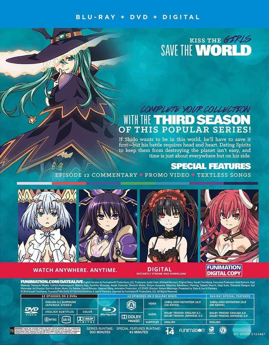 Blu-ray DVDセット デート ア ライブIII J C Staff 原作橘公司つなこ 人気ライトノベルシリーズ第3期アニメ作品 高画質1080pHDネイティブ収録 特典映像43分付き 全12話TV14対応 ワイドスクリーン16 9 横長画面対応 DVD