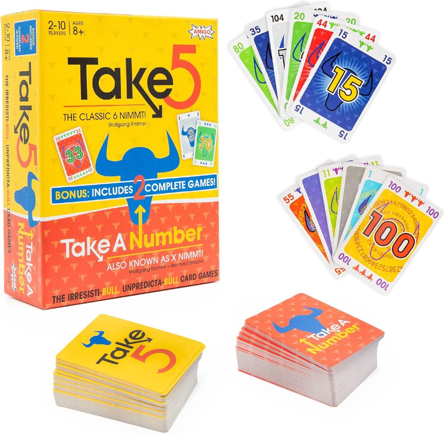 戦略カードゲーム Take 5/Take A Number Combo Pack 2つのゲームが1つになった特別セット シンプルなルールと奥深い戦略性 20年以上愛されるゲームシステム 2人から6人までプレイ可能 約60分で完結 10歳以上対象 輸入英語版 日本語説明書なし - Trade Center