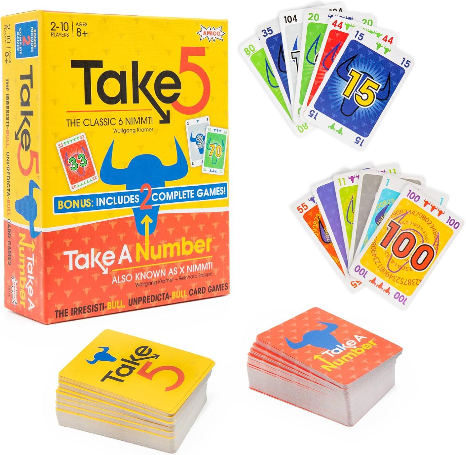戦略カードゲーム Take 5/Take A Number Combo Pack 2つのゲームが1つになった特別セット シンプルなルールと奥深い戦略性 20年以上愛されるゲームシステム 2人から6人までプレイ可能 約60分で完結 10歳以上対象 輸入英語版 日本語説明書なし - Trade Center