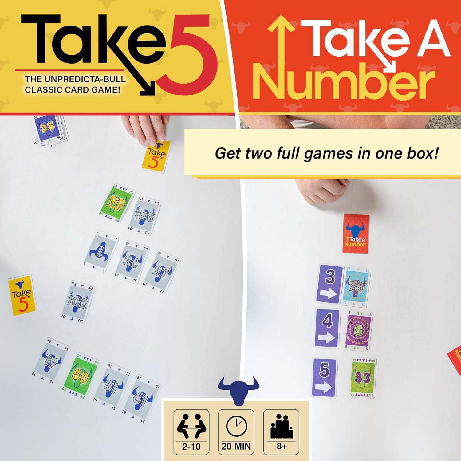 戦略カードゲーム Take 5/Take A Number Combo Pack 2つのゲームが1つになった特別セット シンプルなルールと奥深い戦略性 20年以上愛されるゲームシステム 2人から6人までプレイ可能 約60分で完結 10歳以上対象 輸入英語版 日本語説明書なし - Trade Center