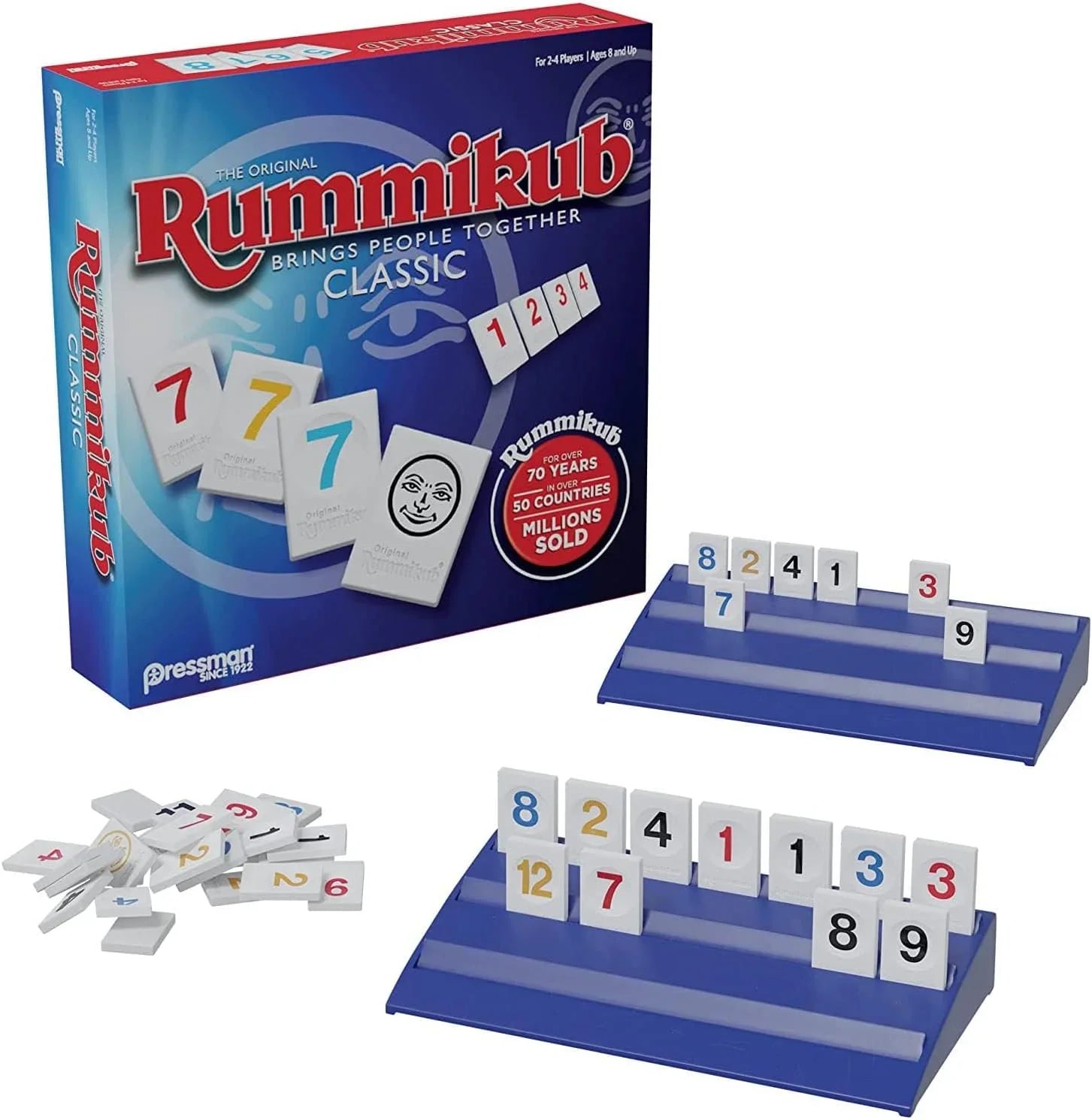 ボードゲーム Rummikub ラミキューブ Pressman 世界で愛される戦略的タイルゲーム 簡単ルール 論理的思考力向上 耐久性高品質プラスチックタイル ホルダラック付属 家族団らんパーティー向け 幅広い年齢層対象 8歳以上 