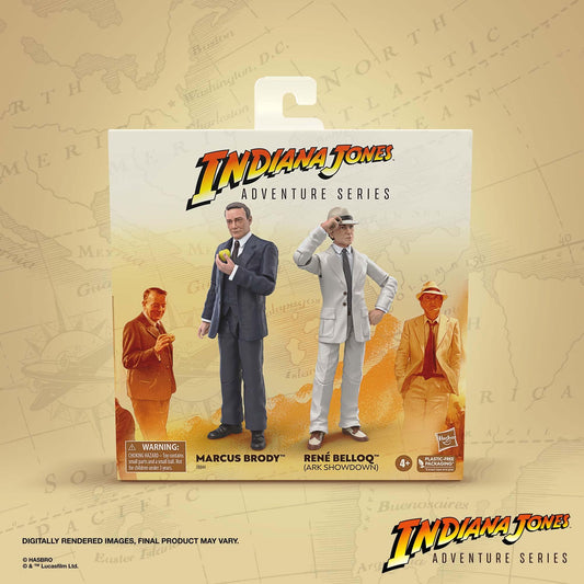 フィギュア Marcus Brody Rene Belloq インディ ジョーンズ レイダース Lost Ark Hasbro Collectibles Adventure Series 契約の聖櫃 再現 アクション 6インチ 可動ポイント 本 機関銃 リンゴ 造形 彩色 精巧 コレクター向け