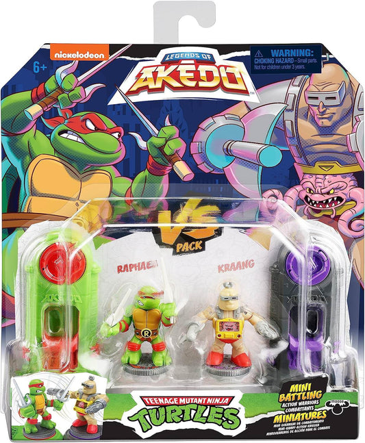 フィギュアセット ティーンエイジ・ミュータント・ニンジャ・タートルズ ラファエル vs クランゲ Legends of Akedo バトルアクション ミニバトリングウォリアーズ 反骨精神 高精細造形 双子のサイ 武器 ディメンションX 対決 知的悪役