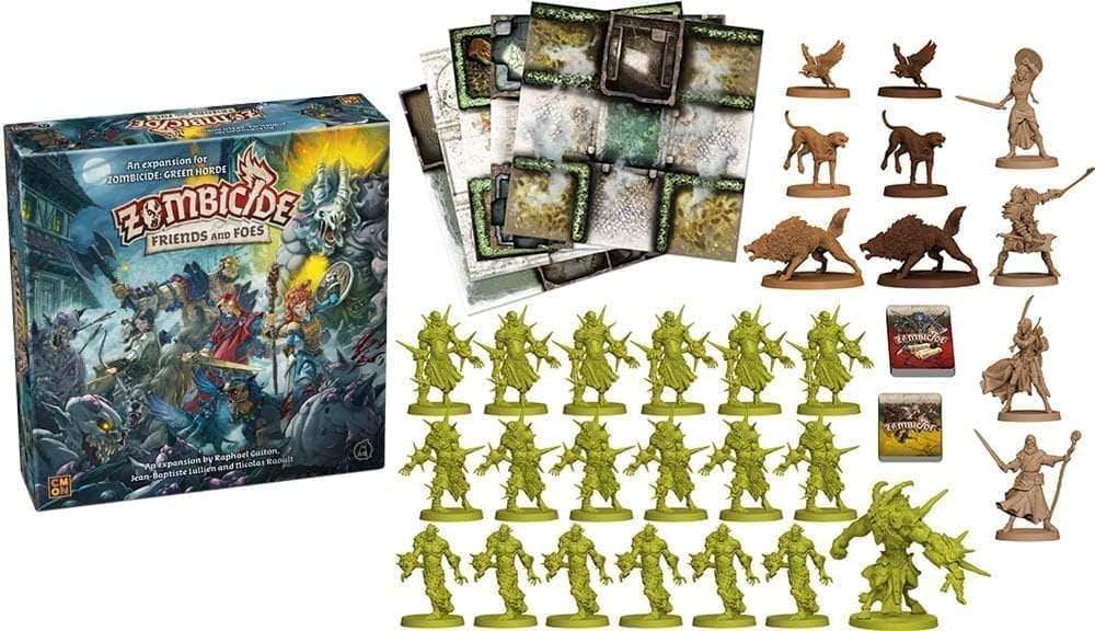 ボードゲーム Zombicide Green Horde Friends and Foes 拡張セット 社人気 Black Plague Green Horde 対応 新たな使い魔 生存者 タインテッドゾンビ 追加装備 クエスト 新地形 タイル 戦略拡大 プレイヤー1から6人対応 