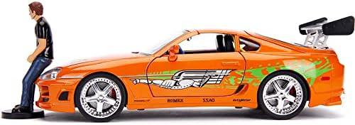 アウトレット品 ミニカー JADA TOYS 1/18 ワイルド・スピード 1995 トヨタ スープラ 映画主役ブライアン愛車ダイキャストカー オレンジ塗装リアル再現フィギュア付属点灯ギミック高精細エアロパーツ高剛性シャシースポーツカーコレクション展示向け
