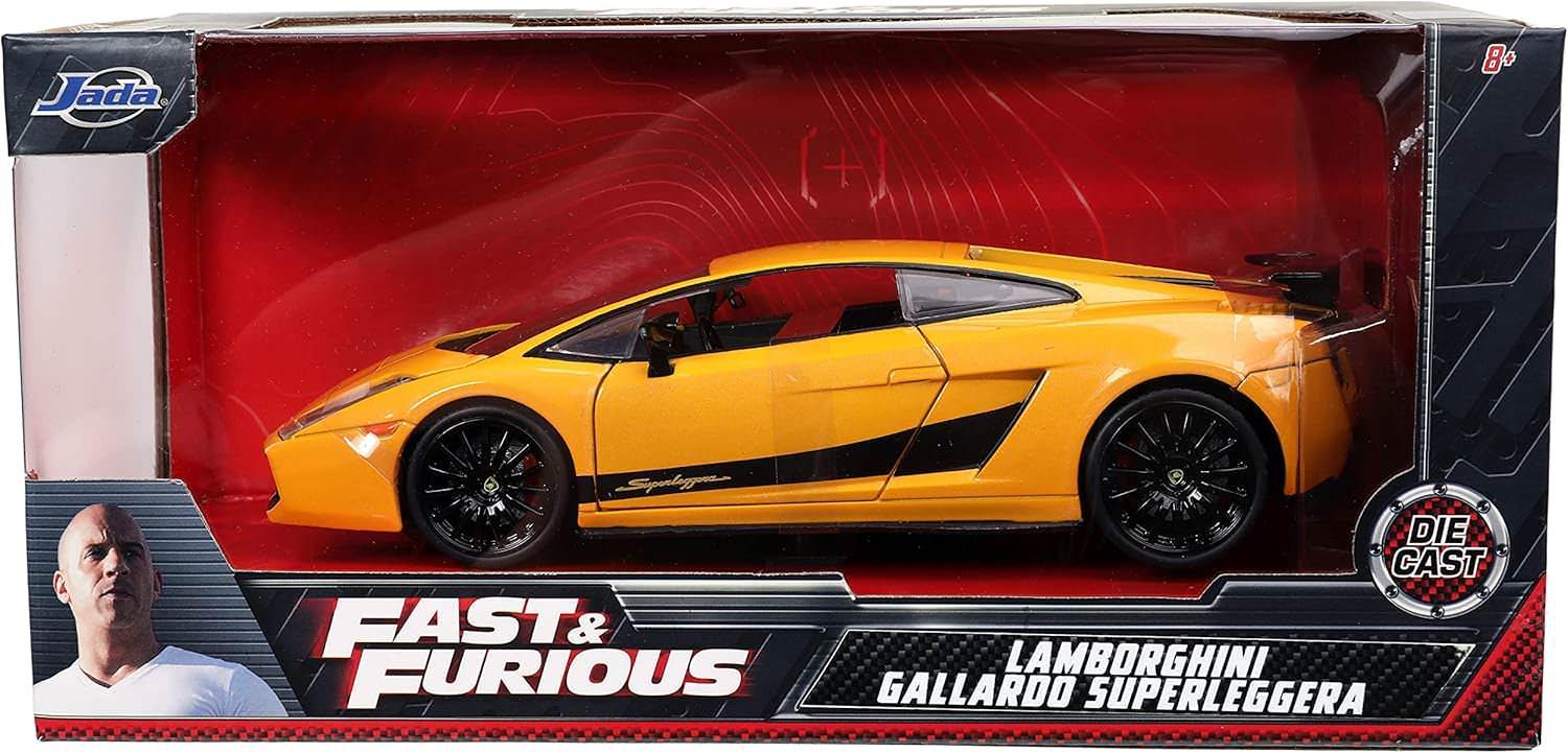 アウトレット品 ダイキャストミニカー ランボルギーニ ガヤルドLP570-4 スーパーレジェーラ 1/24スケール ワイルドスピード シリーズ 2009年式 ジャロ・イエロー ボディカラー ブラック リアディフューザー 専用19インチホイール バケットシート