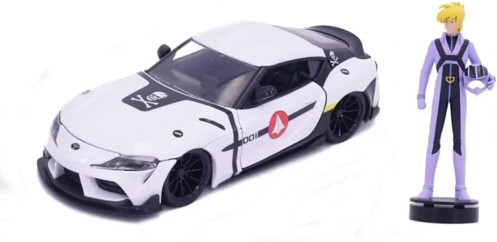 アウトレット品 スケールモデル トヨタ スープラ 2020年モデル ROBOTECH ロイ フォッカー フィギュア付 ダイキャスト製法 重厚質感 細部精密再現 スポーツカー 世界観融合 モータースポーツ ファン コレクション 限定版 アニメ コラボレーション