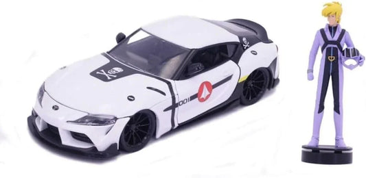 アウトレット品 スケールモデル トヨタ スープラ 2020年モデル ROBOTECH ロイ フォッカー フィギュア付 ダイキャスト製法 重厚質感 細部精密再現 スポーツカー 世界観融合 モータースポーツ ファン コレクション 限定版 アニメ コラボレーション