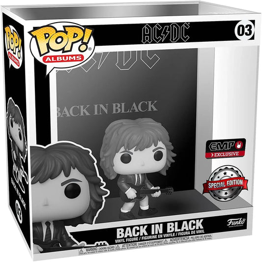 フィギュア FUNKO POP ALBUMS AC/DC BACK IN BLACK B&W コレクタブル ロックバンド フィギュア ブラック＆ホワイト モノクローム ビニール製 安全 純粋 ロックンロール エネルギー 伝説的 音楽的遺産 忠実再現 迫力あるリードギター
