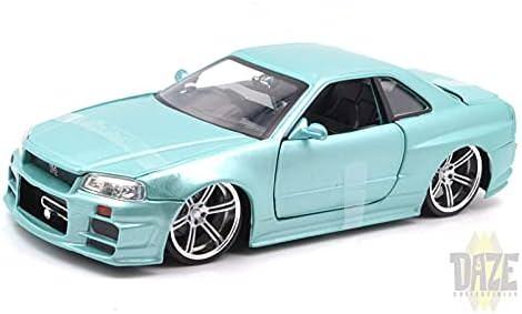 アウトレット品 ミニカー Jada TOYS ワイルドスピード ブライアン ニッサン スカイラインGT-R BNR34 1 24スケール 映画モデル 精巧再現 高品質素材 コレクション向き 高性能エンジン搭載 人気スポーツカー 日本製 ブランドカー フィギュアカー