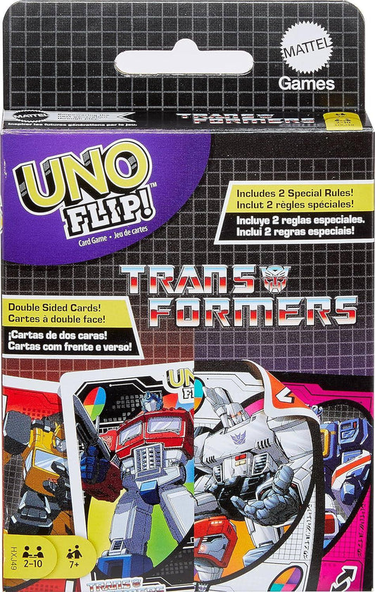 カードゲーム UNO Flip Transformers UNO ブランド オートボットとディセプティコンの両面カード使用可能 特別ルールオプティマスプライムの力メガトロンのTyranny フリップカードによって戦略変化可能 
