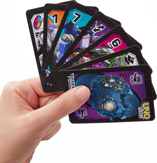 カードゲーム UNO Flip Transformers UNO ブランド オートボットとディセプティコンの両面カード使用可能 特別ルールオプティマスプライムの力メガトロンのTyranny フリップカードによって戦略変化可能 