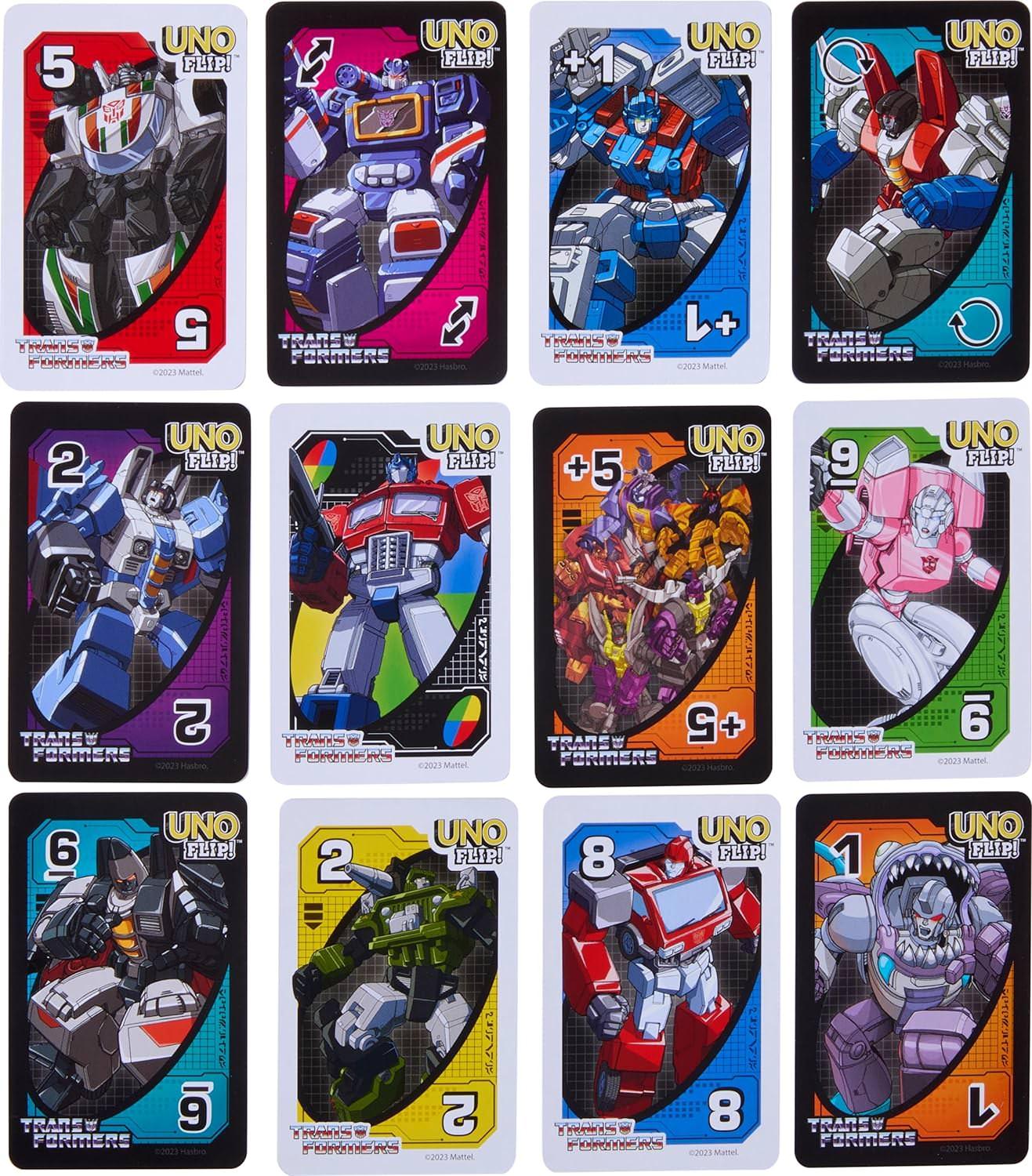 カードゲーム UNO Flip Transformers UNO ブランド オートボットとディセプティコンの両面カード使用可能 特別ルールオプティマスプライムの力メガトロンのTyranny フリップカードによって戦略変化可能 