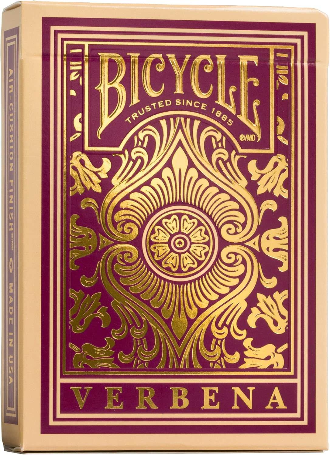 プレイングカード Bicycle Verbena バイスクル バーベナ プレミアムプレイングカード 美しい濃い紫色の花柄デザイン 持続可能な亜麻カードストック使用 米国製エアクッション仕上げ 快適なシャッフル操作性 アートピース 