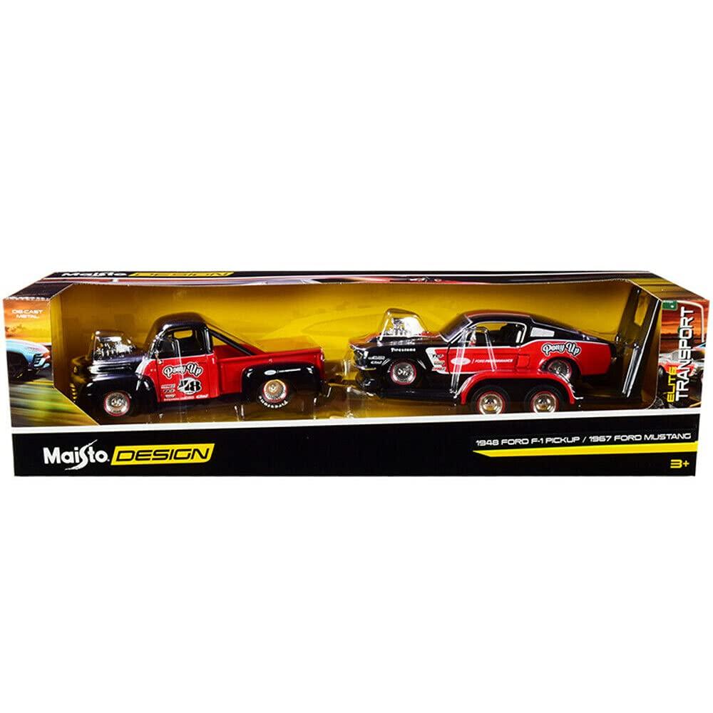 マイスト フォード F-1ピックアップ&フォード マスタングGT エリートトランスポーター 1948&1967 1/24 ダイキャストモデル コレクション アメリカ車 クラシックカー ピックアップトラック マッスルカー 限定版 - Trade Center