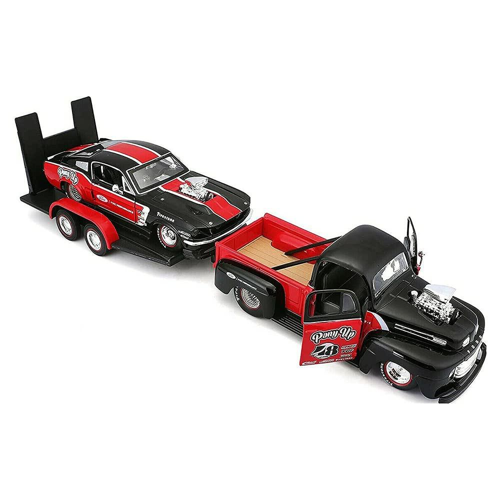 マイスト フォード F-1ピックアップ&フォード マスタングGT エリートトランスポーター 1948&1967 1/24 ダイキャストモデル コレクション アメリカ車 クラシックカー ピックアップトラック マッスルカー 限定版 - Trade Center