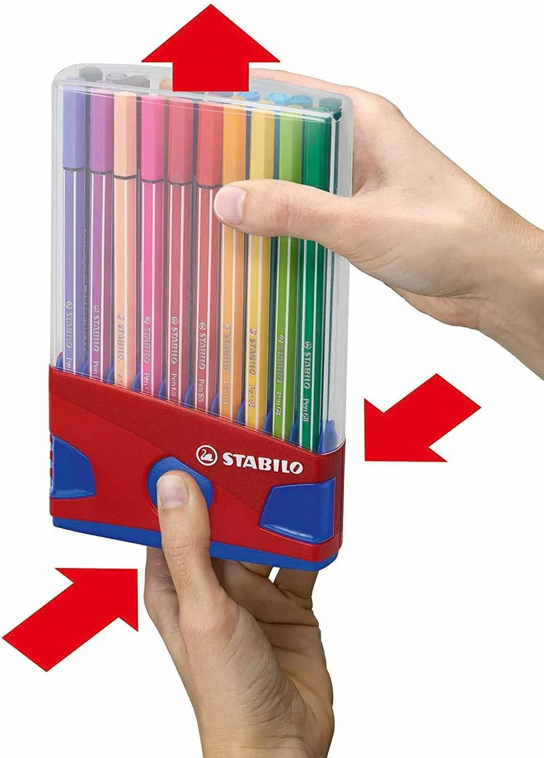 文房具 スタイロ ペン68 プレミアム フェルトチップペン STABILO 豊かな色彩表現 長持ち繊維チップ 耐久性キャップなし乾燥防止 20色カラーパレード 折りたたみ式ケース 環境配慮 ISCC PLUS認証バイオベースプラスチック 水彩画表現可能