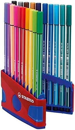文房具 スタイロ ペン68 プレミアム フェルトチップペン STABILO 豊かな色彩表現 長持ち繊維チップ 耐久性キャップなし乾燥防止 20色カラーパレード 折りたたみ式ケース 環境配慮 ISCC PLUS認証バイオベースプラスチック 水彩画表現可能