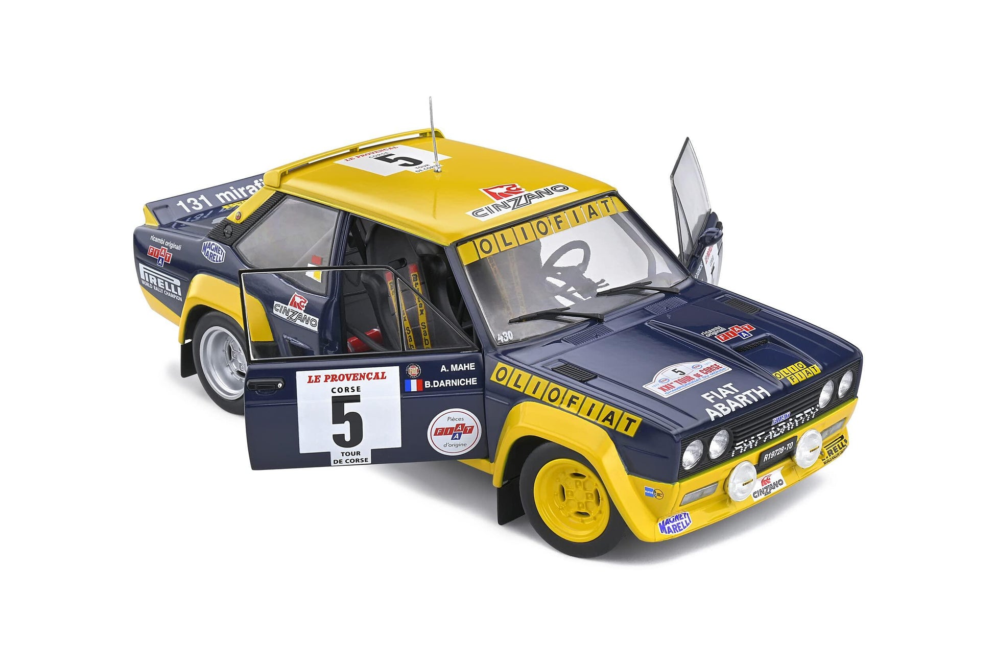 ミニカー モデルカー SOLIDO ソリド フィアット 131 アバルト ツールドコルス 1977 1/18 ダイキャスト WRC ラリーカー レーシングカー クラシックカー ヴィンテージ 世界ラリー選手権 精密模型 完成品 デカール仕様 - Trade Center