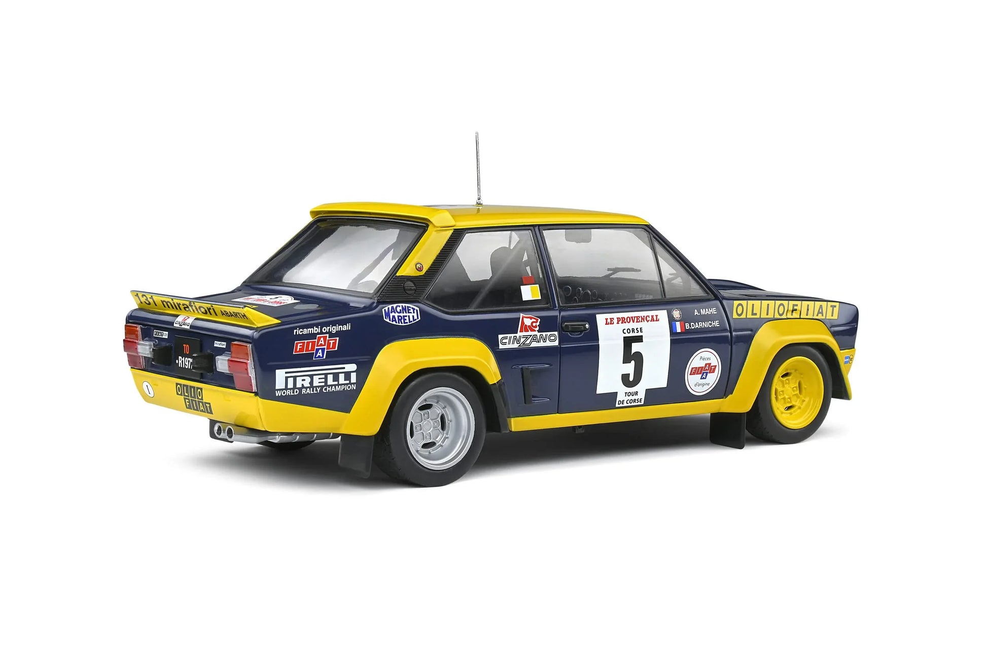 ミニカー ソリド 1/18 フィアット 131 アバルト 1977 ツールドコルス 世界ラリーラリーモデル 精巧な1/18スケール ソリッドモデル ブランド 車体カラー レーシングデカール サスペンション精密再現 インテリア計器類 クラシックカーコレクション
