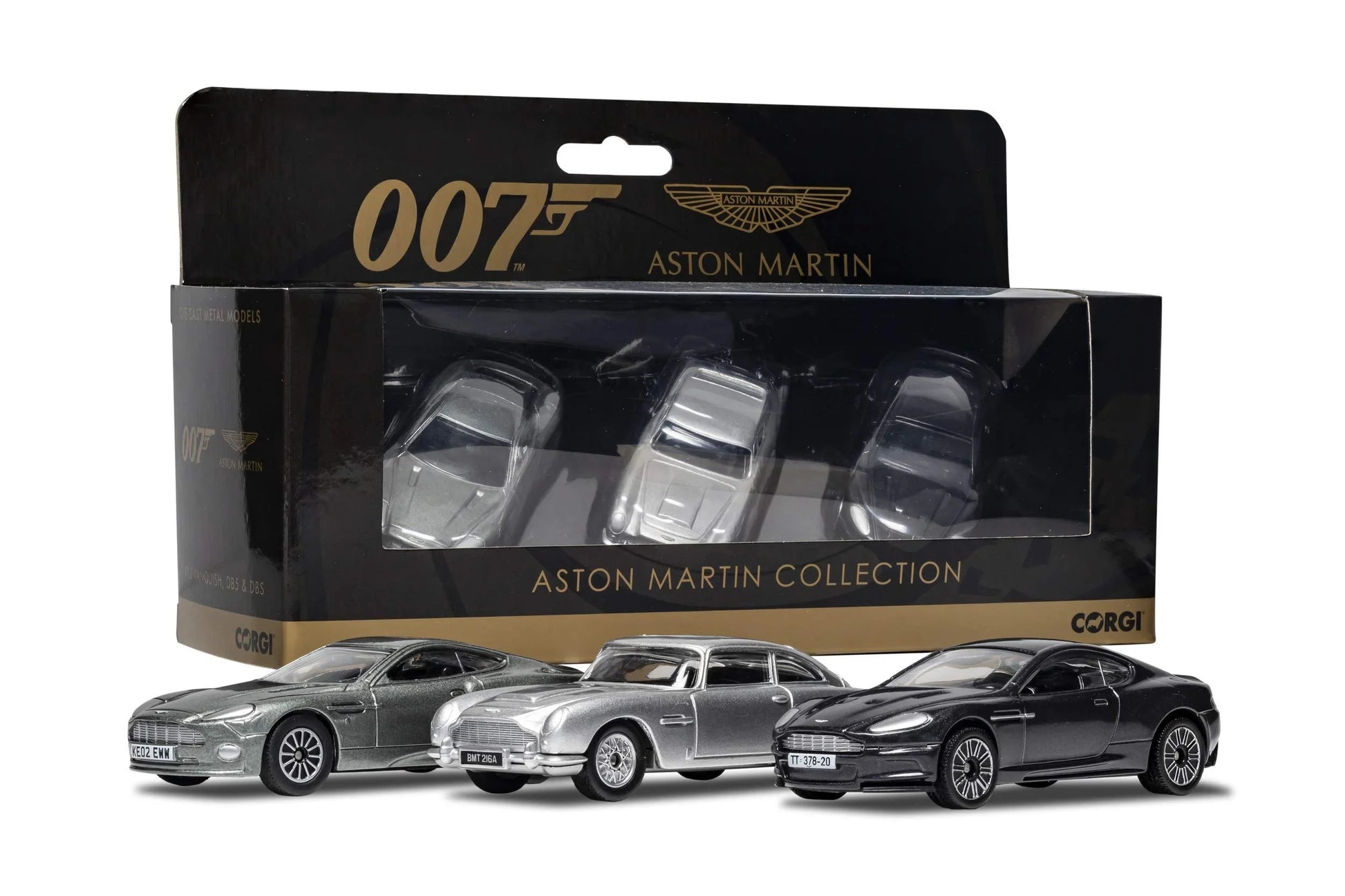 ミニカー コーギー 1/43 アストンマーチン コレクション 007ボンドカーシリーズ 映画史の名車 V12ヴァンキッシュ DB5 DBS 3台セット 高精細造形 特殊装備ディテール 再現 プレゼント向け 限定モデル コレクターズアイテム