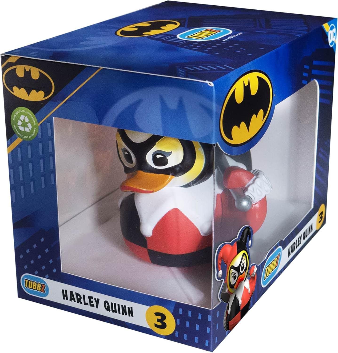 フィギュア TUBBZ Boxed Edition DC Comics ハーリー クイン コスプレイング ラバーダック Numskull Designs 高品質 PVC 素材 約9cm コンパクトサイズ ポップカルチャー 人気 キャラクター ユニーク デザイン 限定 コレクター向け