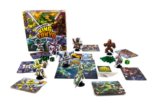 ボードゲーム King of Tokyo 2nd Edition スペースペンギン リチャードガーフィールド レジス・トーレス ダイス戦略 東京支配者 巨大モンスター ロボット エイリアン 勝利点 エネルギー パワーカード 高リプレイ性