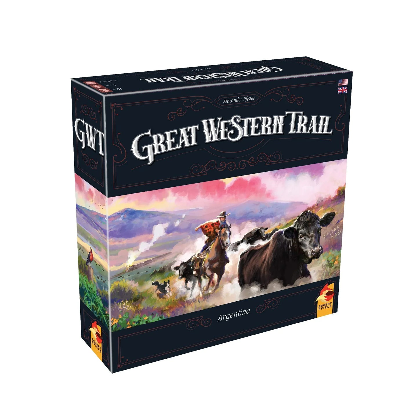 ボードゲーム Great Western Trail Argentina Eggertspiele 19世紀末 アルゼンチン 舞台 戦略的 牧場経営 デッキ構築 ワーカー配置 リソース管理 農家 穀物 強さ 牛カード ショートカット ランダム中立建物 ソロプレイ対応 