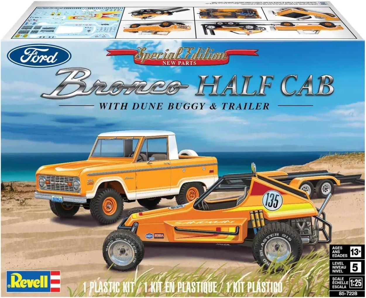 アウトレット品 プラモデル Revell レベル フォード ブロンコ ハーフキャブ サンドマンII 1/25 スケール 精巧なパーツ 組み立て キット オフロード SUV 人気モデル 初心者から上級者対応 カスタマイズ自由 インテリア飾り