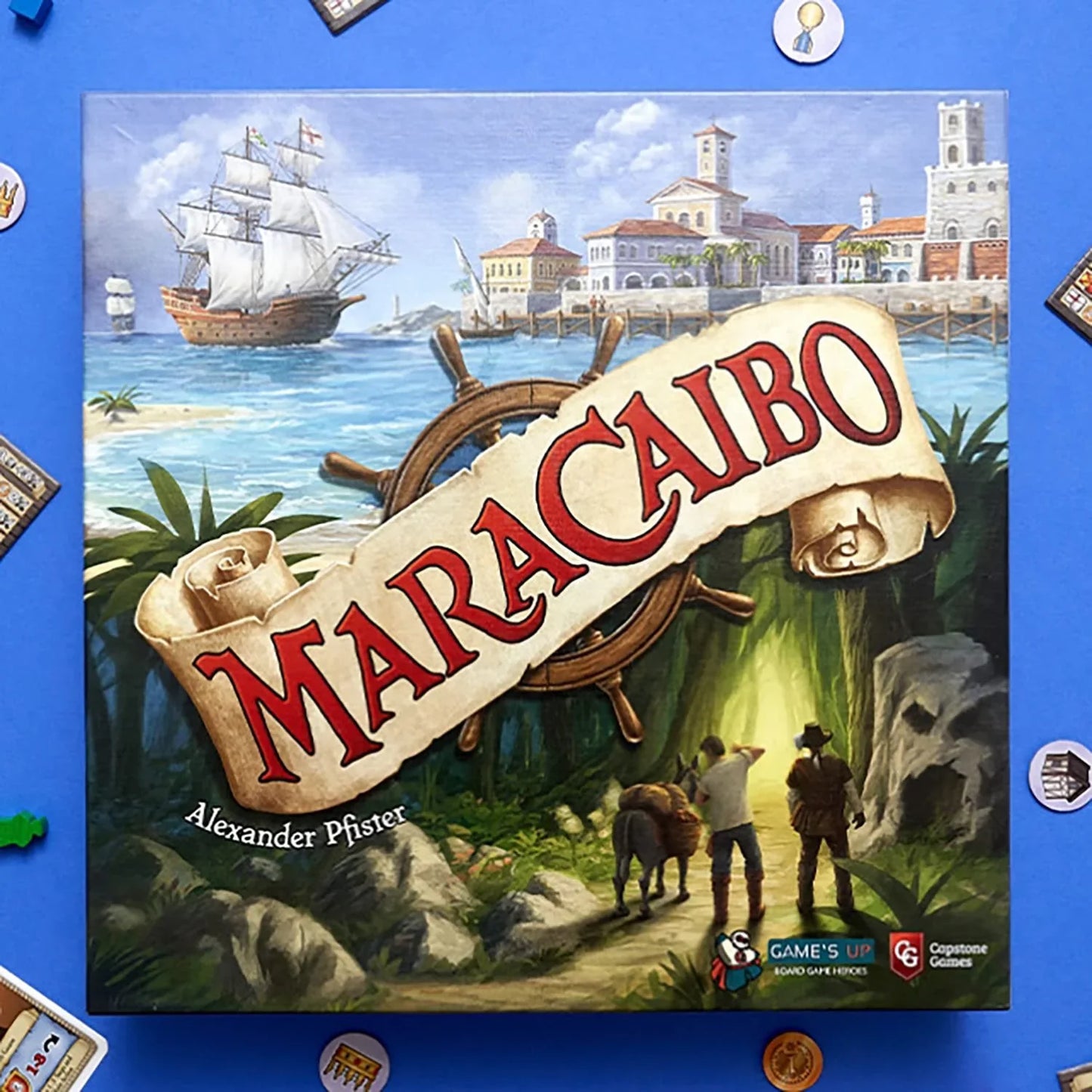 ボードゲーム Maracaibo マラカイボ アレクサンダー・プフィスター 17世紀 カリブ海 航海 冒険 戦略 契約 手札管理 豊富なカード 多様な勝利への道 関係構築 同盟形成 探検 クエスト 