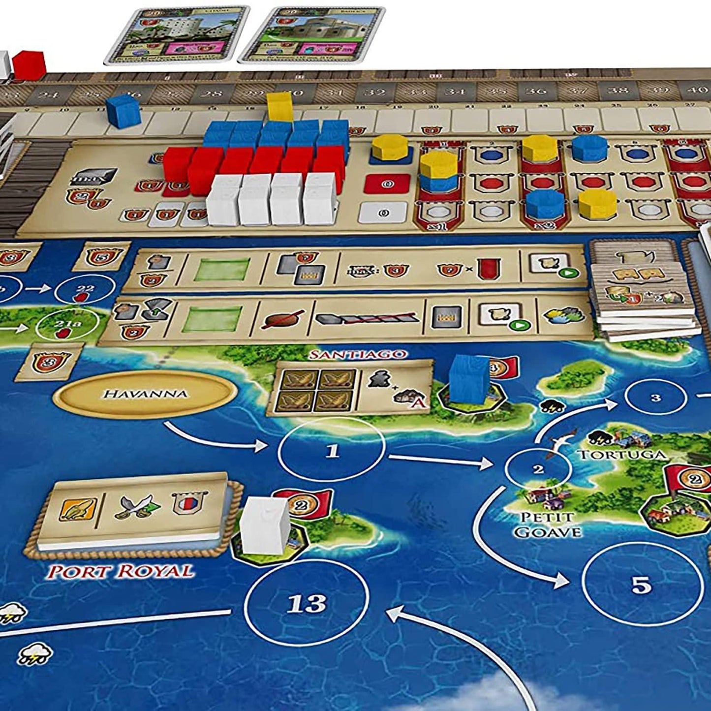 ボードゲーム Maracaibo マラカイボ アレクサンダー・プフィスター 17世紀 カリブ海 航海 冒険 戦略 契約 手札管理 豊富なカード 多様な勝利への道 関係構築 同盟形成 探検 クエスト 
