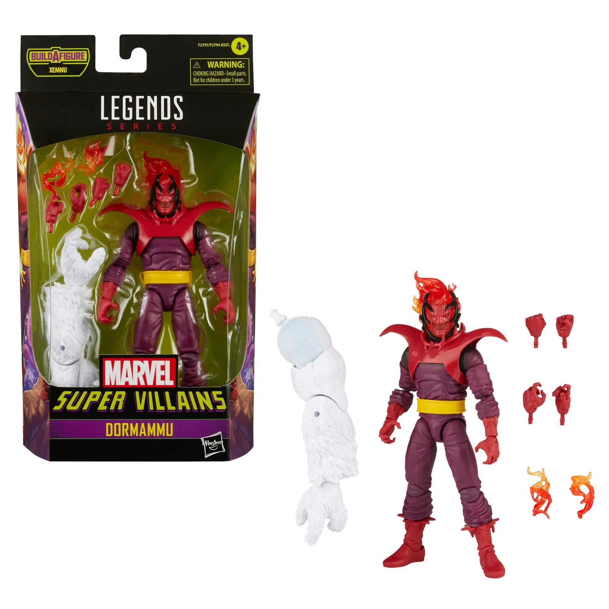 アクションフィギュア マーベル・レジェンド スーパーヴィランズ ドーマムー ハズブロ 火炎頭部 紫コスチューム 高可動 付属エネルギーエフェクト パーツ ビルドアフィギュアゼムヌパーツ コレクション向け