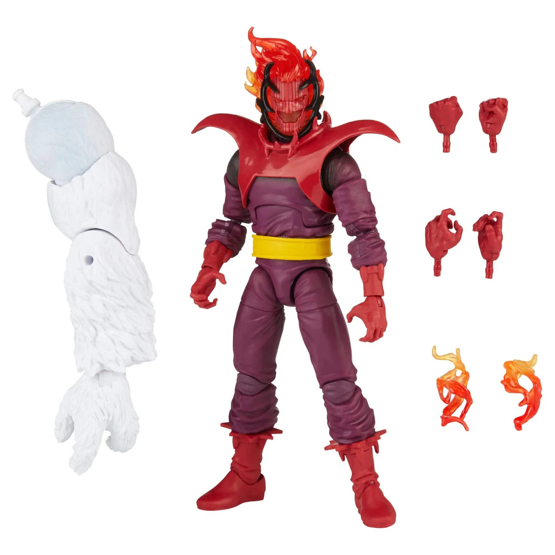 アクションフィギュア マーベル・レジェンド スーパーヴィランズ ドーマムー ハズブロ 火炎頭部 紫コスチューム 高可動 付属エネルギーエフェクト パーツ ビルドアフィギュアゼムヌパーツ コレクション向け
