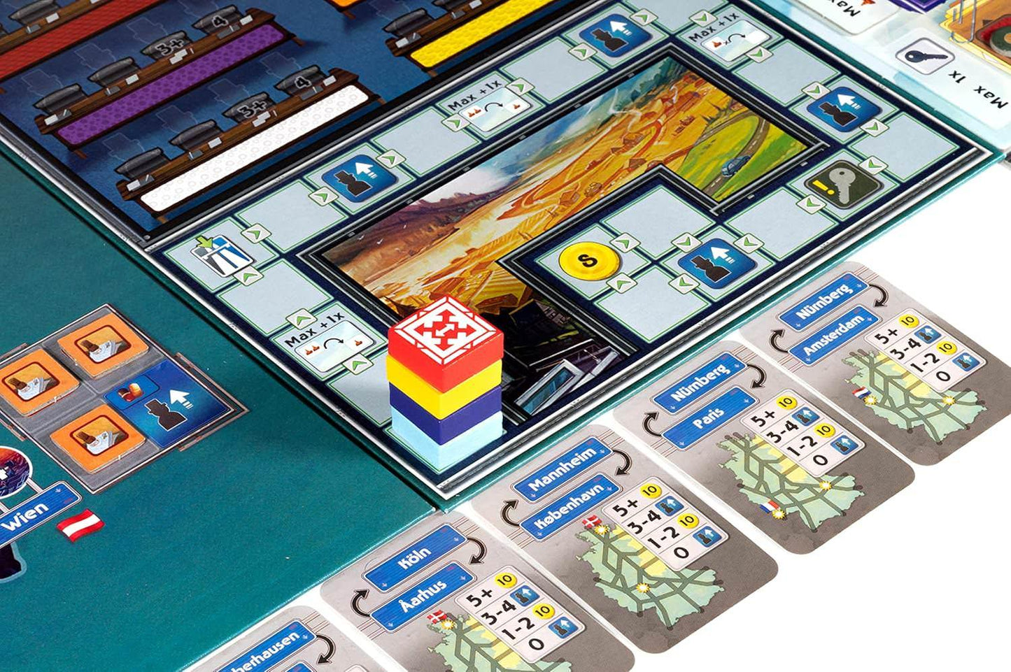 ボードゲーム アウトバーン Autobahn 戦後ドイツ 高速道路建設 経済戦略ゲーム 交通網整備 復興期から現代まで 3つの時代を体験 東西ドイツ統一 東西ネットワーク拡張 多彩なアクション 戦略的手札管理