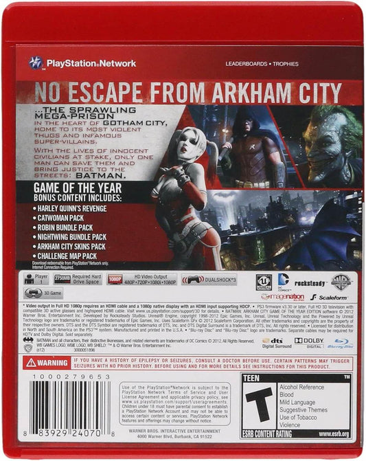 アウトレット品 ゲーム バットマン：アーカム・シティ ゲーム・オブ・ザ・イヤー・エディション Warner Bros Interactive Entertainment フリーフロー・コンバット システム採用 高自由度オープンワールド探索 プレデター ステルスアクション