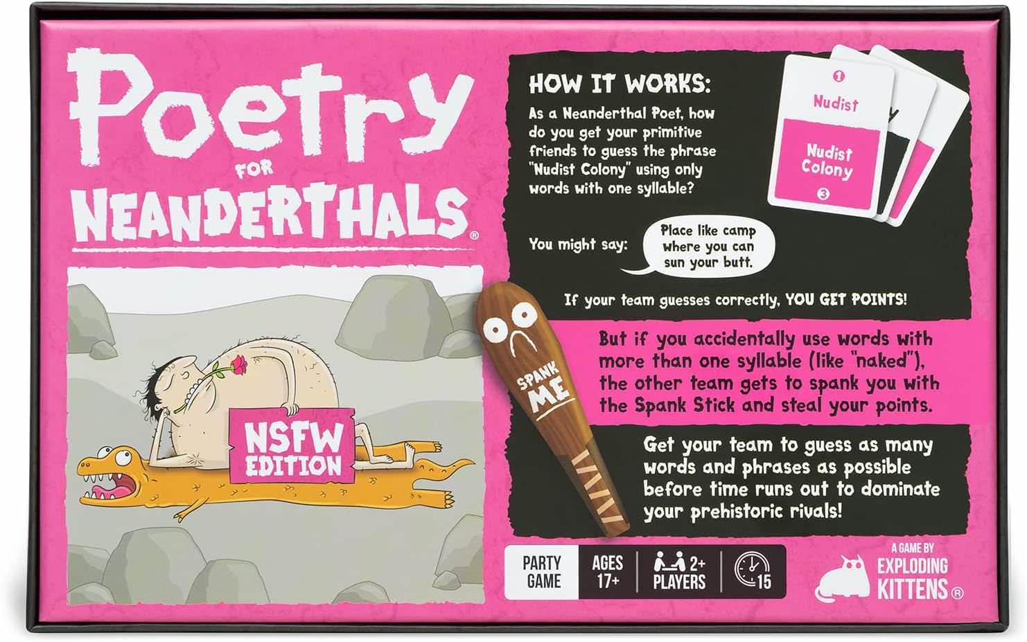 アウトレット品 カードゲーム 爆発するネコ ネアンデルタール人のための詩 NSFW版 Exploding Kittens 大人向け 10代推奨 パーティー用品 過激 ブラックユーモア 知的刺激 奇抜デザイン プレイ人数2-5人 プレイ時間15-20分 罰則強化 