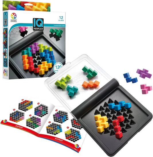 アウトレット品 知育玩具 論理的思考力を鍛える本格パズルゲームIQパープレックスSMART GAMES ベルギー発120問多彩なチャレンジ問題収録コンパクトトラベルケース設計12歳以上対象脳トレゲーム 