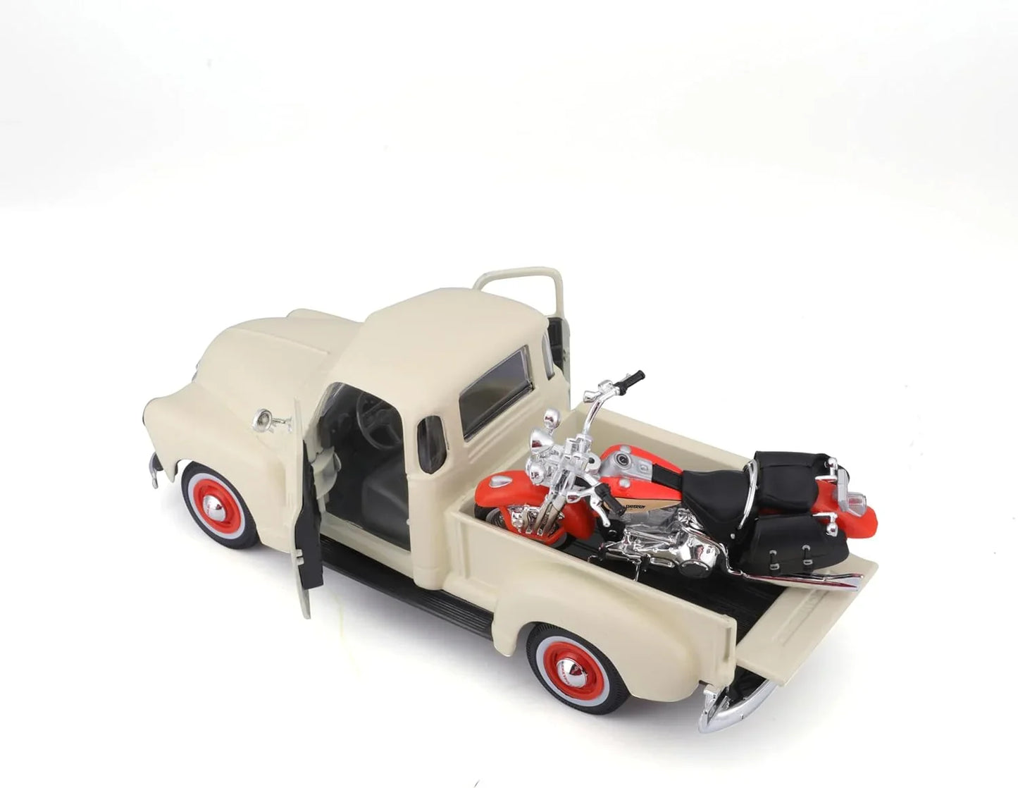 ミニチュア ダイキャストモデル アメリカンカルチャー 1950年シボレー3100ピックアップトラック 1/25スケール 2001年ハーレーダビッドソンFLSTSヘリテイジスプリンガー 1/24スケール MAISTO 高精細ディテール再現 象徴的フロントグリル