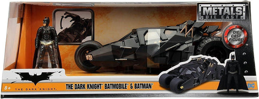 アウトレット品 ミニカー バットモービル タンブラー 映画ダークナイト Jada Toys製 精巧1/24スケール マットブラック ダイキャスト製 約19cm コンパクトサイズ 重厚感あふれるディテール フィギュア付 バットマン世界観表現 コレクション向け