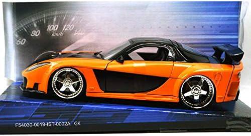 アウトレット品 ミニカースポーツカー マツダRX-7 FD3S ワイルドスピード TOKYO DRIFT ハン 愛車 ダイキャストモデル 1/24スケール 精密再現 ヴェイルサイドワイドボディカスタム キット装着 ブラックオレンジツートーンボディ 大径ホイール