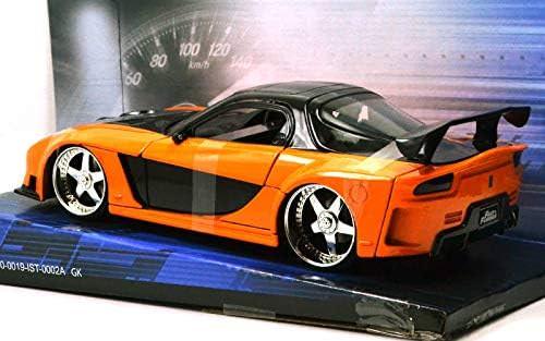 アウトレット品 ミニカースポーツカー マツダRX-7 FD3S ワイルドスピード TOKYO DRIFT ハン 愛車 ダイキャストモデル 1/24スケール 精密再現 ヴェイルサイドワイドボディカスタム キット装着 ブラックオレンジツートーンボディ 大径ホイール