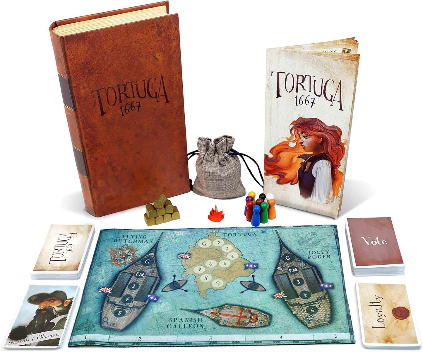 ボードゲーム トルトゥーガ1667 トルトゥーガ 1667 海賊ボードゲーム 秘密の忠誠心と宝の奪い合い 正体隠匿系パーティーゲーム 2から9人対応 カリブ海が舞台 戦略性と社会的要素 バランスの取れた運要素 挑戦的な役割設定 