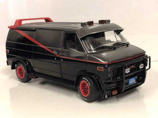 アウトレット品 ミニカー 1983 GMC バンデューラ 特攻野郎Aチーム グリーンライト社 1/18スケール ダイキャストモデル テレビドラマ人気バン 完全再現 実車カラーリング ストライプデザイン 精密エクステリア 力強い存在感 高品質仕様