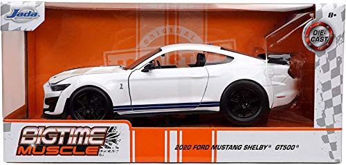 JADA TOYS 1/24 フォード マスタング シェルビー GT500 2020 ホワイト/ブルーストライプ Ford Mustang Shelby GT500 BigTime Muscle 32663 並行輸入品