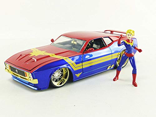 JADA TOYS ミニカー 1/24サイズ HWR Marvel 1973 Ford Mustang Mach 1 W/Captain Marvel 26068