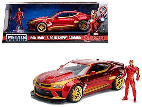 JADA TOYS 1/24SCALE MARVEL AVENGERS IRON MAN & 2016 CHEVY CAMARO 1/24