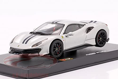 ブラーゴ フェラーリ 488 ピスタ ミニカー 1/43 2018年 シグネチャーシリーズ WITH SHOWCASE zilver 並行輸入品